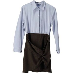 Sandro Paris Two in One Dress in Light Blue Cotton